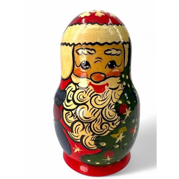 Russian Matryoshka Nesting Dolls 2 Piece Santa Claus Christmas Holiday Toy Decor - Picture 2 of 4